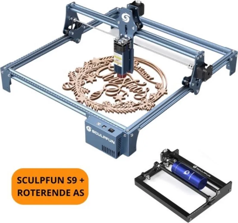 Sculpfun S9 Laser Graveermachine Set - Met Rotary Roller - Graveermachine - Laser Cutter - Laser Engraver - Graveerset - Laser Snijmachine - Hout Acryl Laser Snijmachine van Algolaser – productfoto