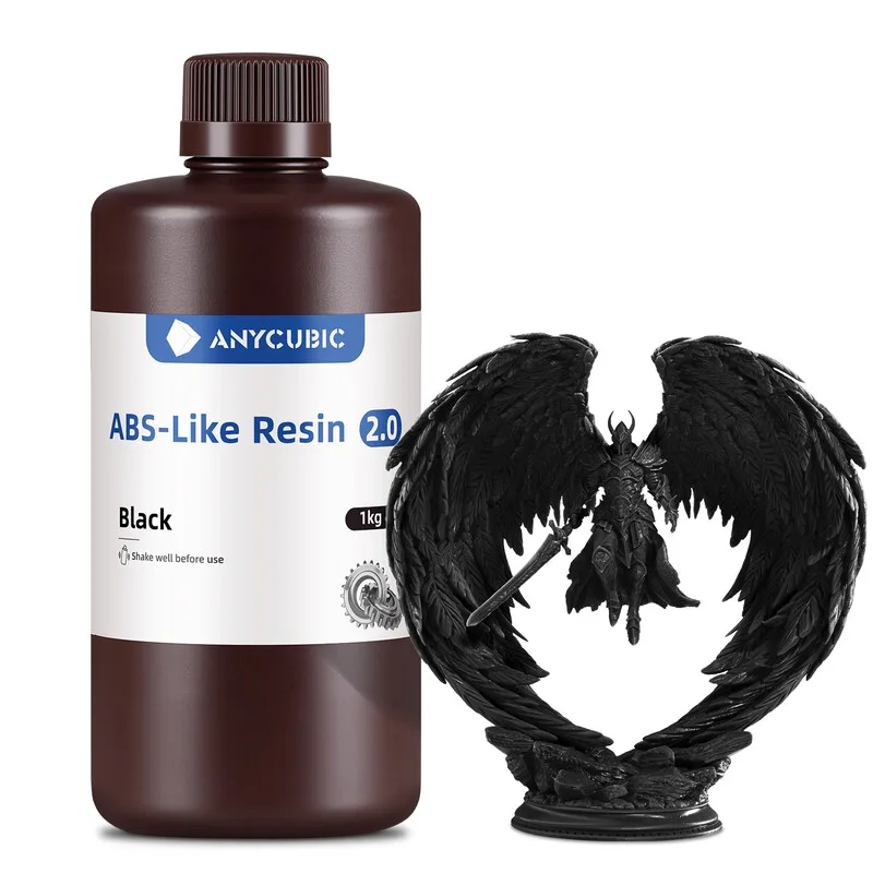ABS-achtige Resin 2.0 met hoge sterkte en taaiheid, lage krimp, 3D-printerhars voor LCD/DLP/SLA 3D-printers(Zwart, 1 kg) van Anycubic – productfoto