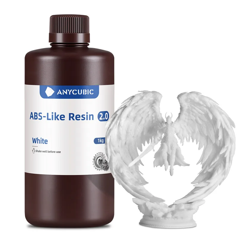 ABS-ähnliches Harz 2.0 mit hoher Festigkeit und Zähigkeit und geringer Schrumpfung, 3D-Druckerharz für LCD/DLP/SLA 3D-Drucker (weiß, 1 kg) från Anycubic – produktbild