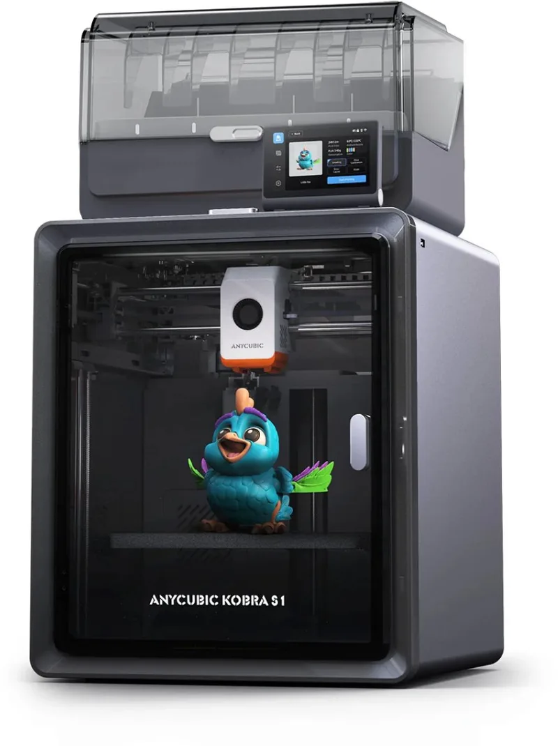 Kobra 3D Printer – CoreXY Systeem – Automatische Bed Leveling – 600 mm/s Printsnelheid – Multi-Color Filament Systeem – PEI Flexibel Printbed – WiFi & App Bediening – Direct Printklaar van Anycubic in S1 Combo – productfoto