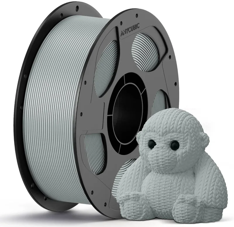 PETG Filament 1.75mm – 1KG met Spoel – Sterk, Duurzaam & Waterbestendig – Hoge Printkwaliteit van Anycubic in Grijs – productfoto