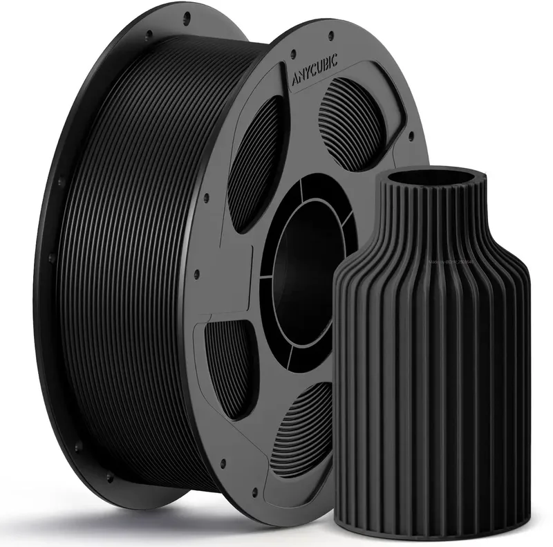 PETG Filament 1.75mm – 1KG met Spoel – Sterk, Slagvast & Waterbestendig – Hoge Printkwaliteit 3D Printer van Anycubic in Zwart – productfoto