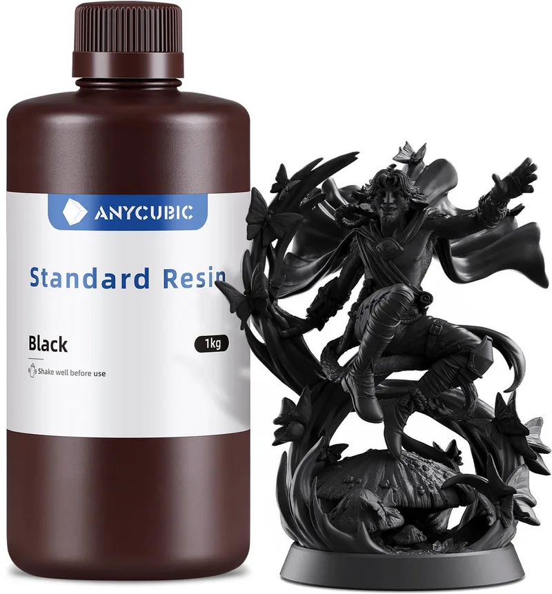 Standard Resin 1KG – Hoge Precisie UV Resin voor LCD/DLP/SLA 3D Printers van Anycubic in Zwart – productfoto