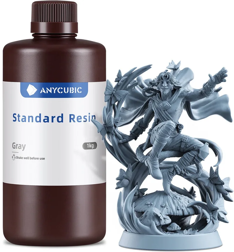 Standard Resin 1KG – UV Resin met Hoge Precisie voor LCD/DLP/SLA 3D Printers van Anycubic in Grijs – productfoto