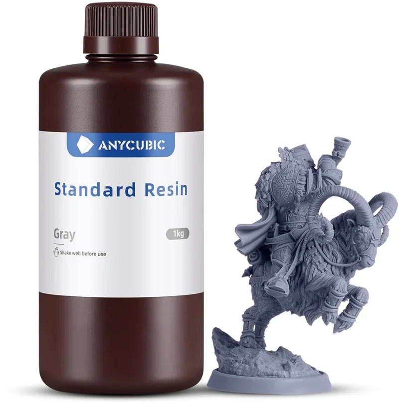 Standard Resin Gray 1kg – UV Resin voor LCD 3D Printers – Snelle Uitharding – Hoge Nauwkeurigheid – Lage Krimp – 365–410nm – Standaard Hars voor Miniaturen & Prototyping van Anycubic in Transparant – productfoto