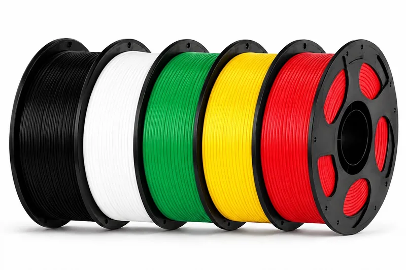 3D Printer Filament Bundel – 5KG (5 × 1KG) | Zwart, Wit, Geel & Rood | 1,75mm Filament van Artillery in Groen – productfoto