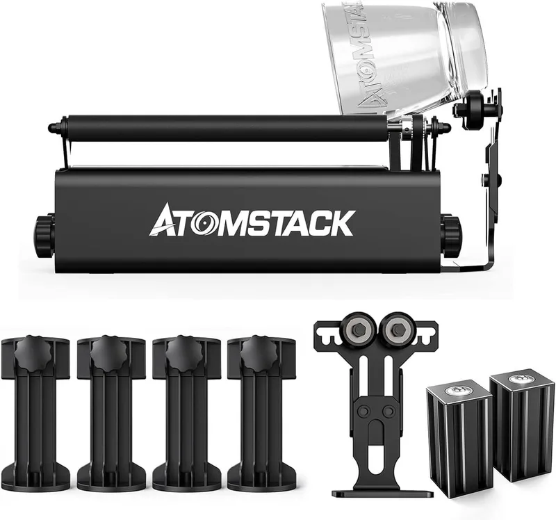 R3 PRO Laser Rotary Roller - Lasergraveerder Y-as Draairoller - met 360° draaibare gravure - voor cilindrische voorwerpen - Laserdraairoller - Laser Rotatieroller - Accessoires voor Laser Graveermachine van Atomstack – productfoto
