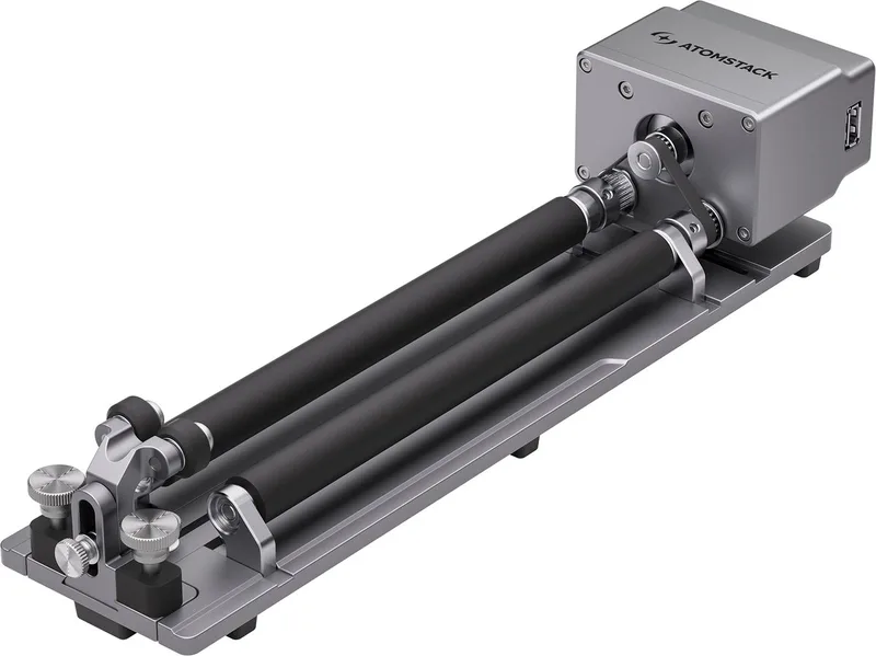 R6 Roterende Roller – Verstelbare Parallelrollen – 0–120 mm Diameter – Slimme Herkenning – Compatibel met Hurricane – Voor Cilindrische Gravures van Atomstack – productfoto