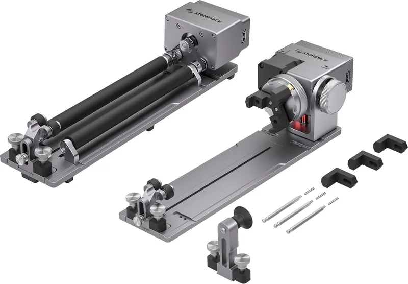 R8 Rotary Chuck voor Lasergraveermachine – Verstelbare Rotatie-as voor Graveren van Bekers, Ringen en Sferen – Compatibel met AtomStack en LightBurn van Atomstack – productfoto