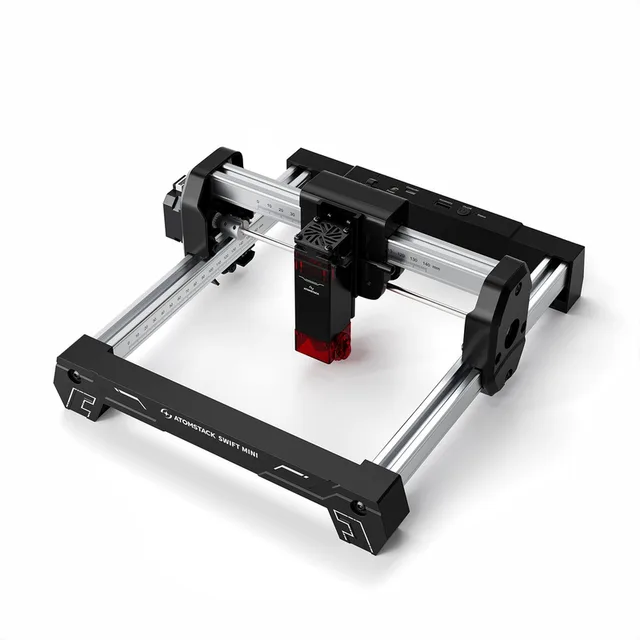 Swift Mini 3W Lasergraveermachine - 135×145mm Graveergebied - 0.04*0.04mm Laserpunt - 10000 mm/min Maximale verwerkingssnelheid - Positioneringsnauwkeurigheid 0,1 mm - Zwart