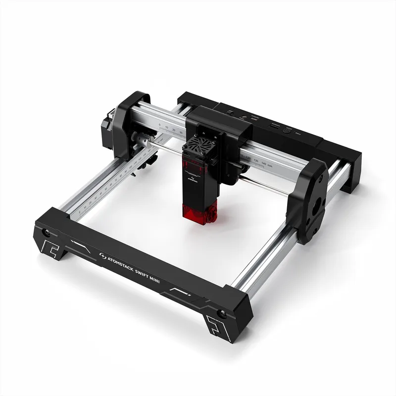 Swift Mini 3W Lasergraveermachine - 135×145mm Graveergebied - 0.04*0.04mm Laserpunt - 10000 mm/min Maximale verwerkingssnelheid - Positioneringsnauwkeurigheid 0,1 mm - Zwart van Atomstack – productfoto