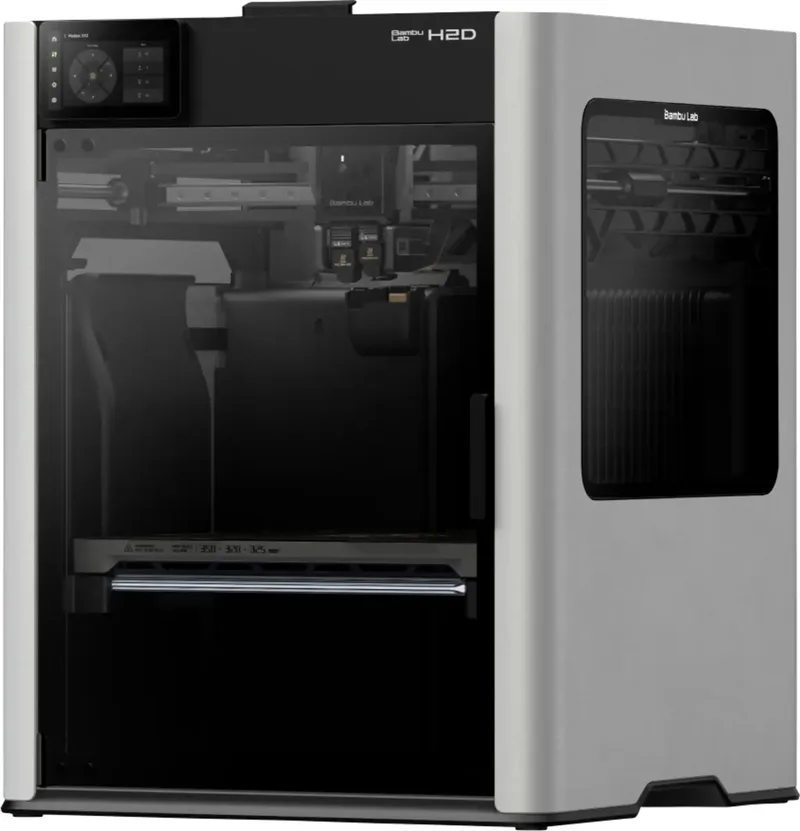 H2D 3D Drucker Dual-Düsen-System (Dual Extruder), 12,7 cm Farb-Touchscreen, integrierte Kamera, App-Anbindung, Flammensensor, Mit von Bambu Lab – Produktfoto