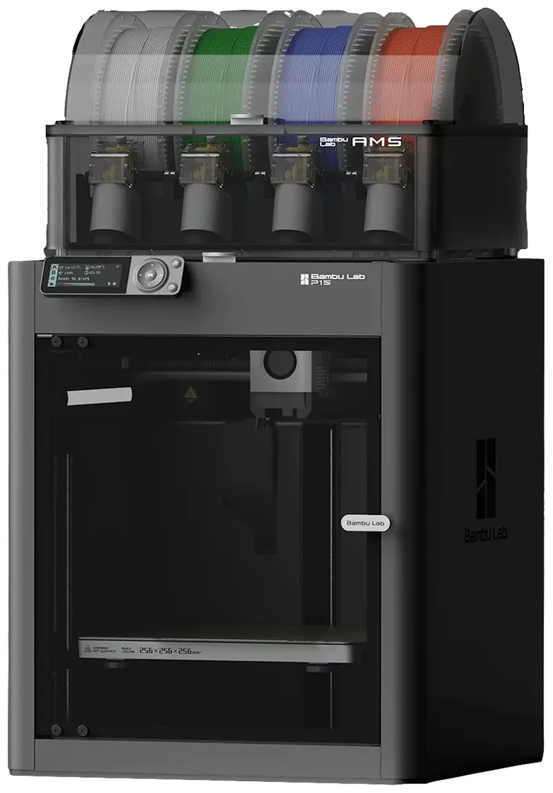 P1S Combo (AMS) 3D Drucker beheizbares Druckbett, integrierte Kamera, App-Anbindung, inkl. Software, inkl. Materialsystem von Bambu Lab – Produktfoto