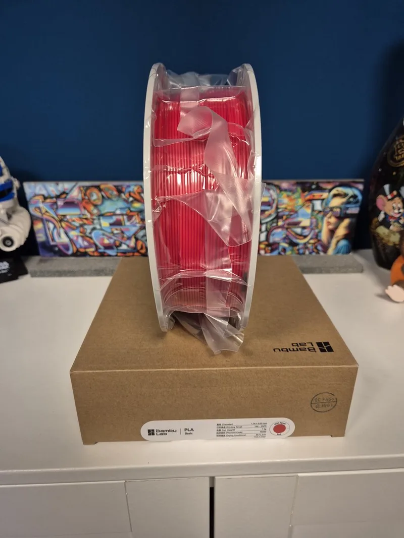 PLA Basic op Spoel – (RFID) | 1.75 mm Filament | Helder Rood & Hoge Printkwaliteit van Bambu Lab in Rood – productfoto