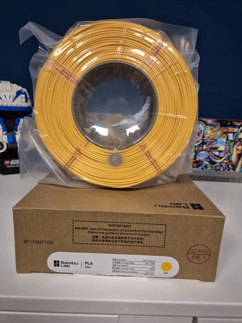 PLA Silk+ Gold Refill Filament 1kg – 1.75mm – Hoogglans 3D Printer Filament – Compatibel met AMS van Bambu Lab in Goud refill – productfoto