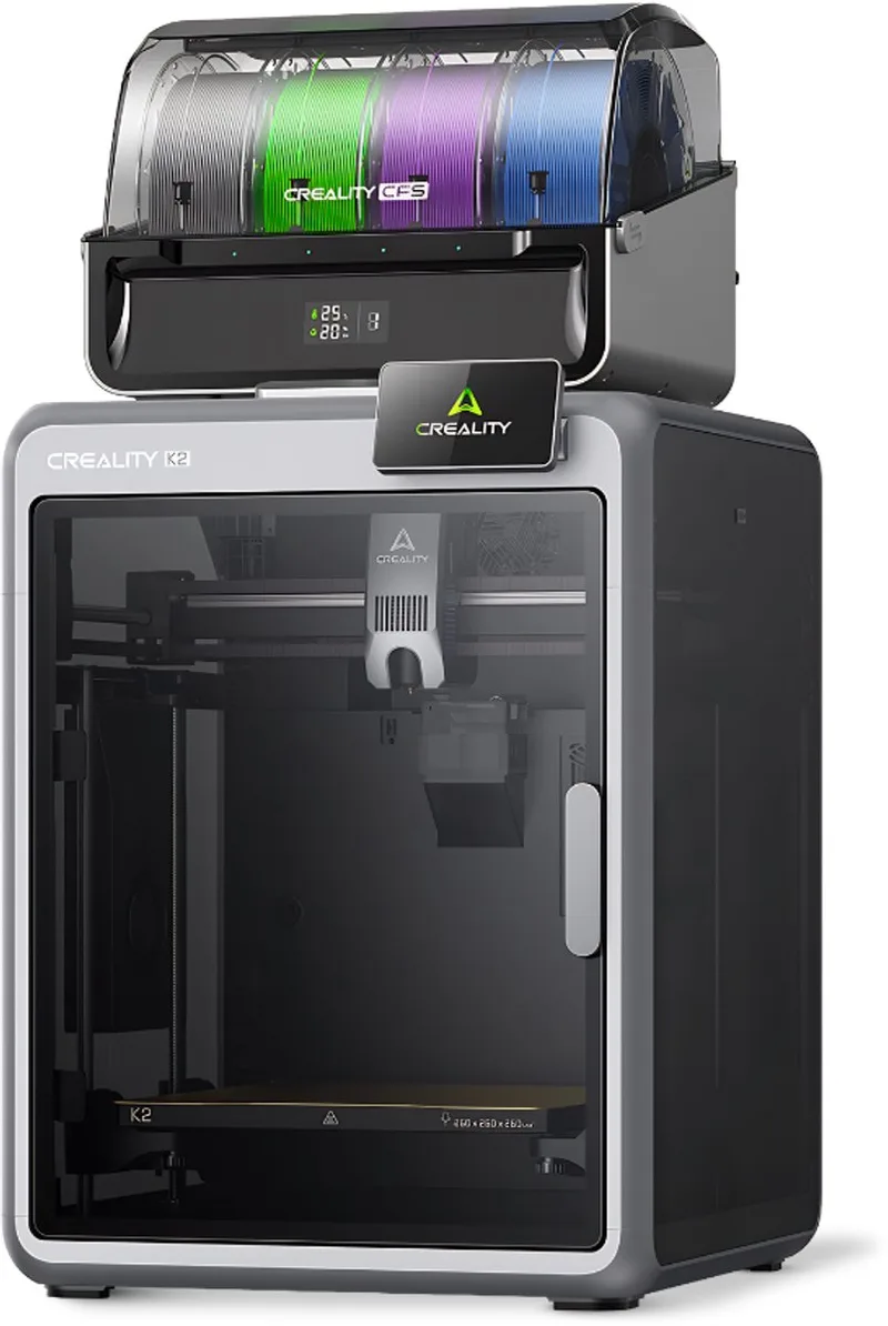 3D Printer met CFS Filamentverdeler – Multicolour Print met CFS – 600 mm/s Topsnelheid – AI-Camera – Automatische Leveling – WiFi & App – 260 × 260 × 260 mm – Direct Printklaar van Creality in K2 Combo – productfoto