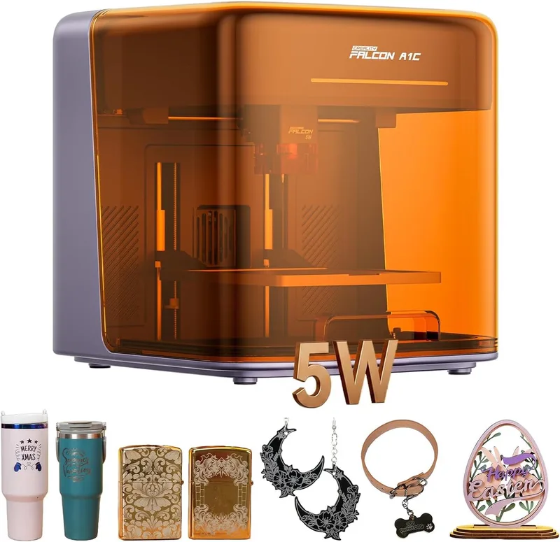 A1C 5W Laser Graveermachine - 15x15 cm Graveren - Klasse 1 AI-lasergraveermachine met autofocus en camera - 15.000 mm/min - compatibel met 3 laserkoppen - Lasergraveerder - Lasersnijmachine voor hout, metaal, acryl en meer van Creality – productfoto