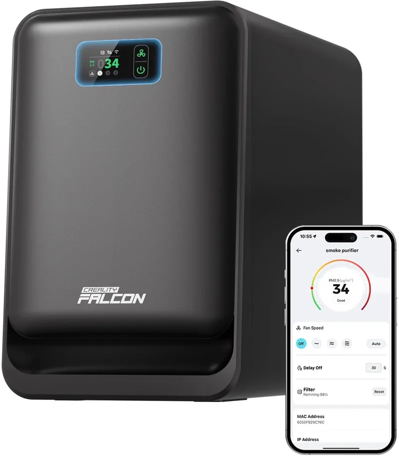AP1 Smoke Purifier - Rookafzuiger voor Falcon A1 of Pro Series Laser Graveermachine - 360° Luchtstroom - WiFi-gestuurd - Real-time PM2.5 Monitor voor Schone Lucht - Accessoires voor lasergraveermachines van Creality – productfoto