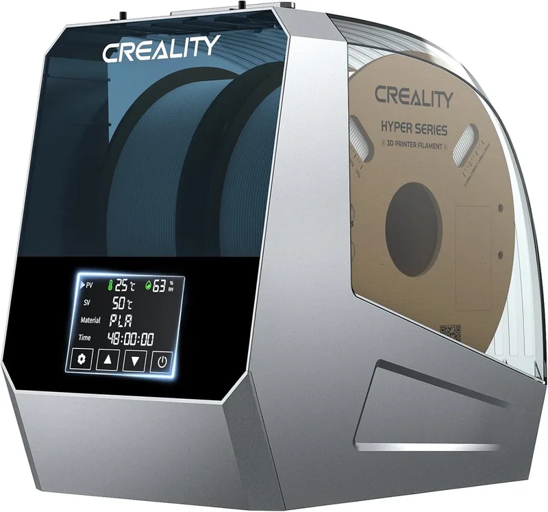 Filament Droogbox Plus - 2 Rolls - 3D-printer Filamentdroogbox met Ingebouwde Ventilator - Filament Geheugensteun - Filament Ontvochtiger - Filament Houder van Creality in Grijs – productfoto