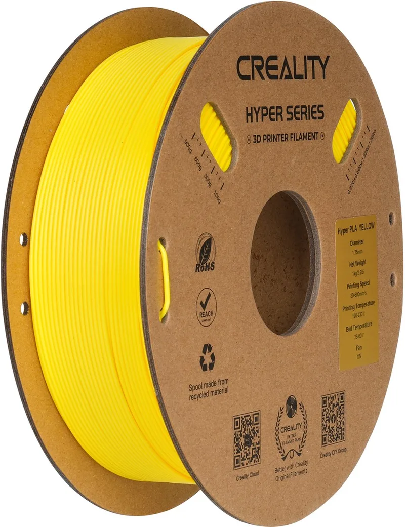 Hyper PLA 3D-Printer Filament - 1,75mm 1kg - Hoge Printsnelheid - Consistente Printkwaliteit - Gebruiksvriendelijk Materiaal - Geschikt voor FDM 3D-Printers - Geel by Creality in Transparent – product photo