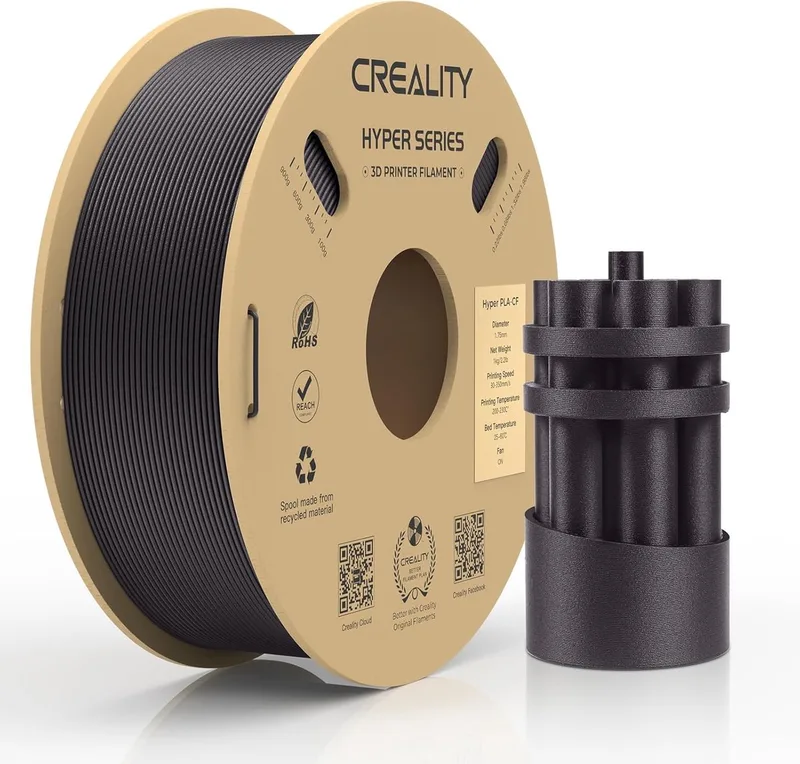 Hyper PLA-CF Filament - PLA van koolstofvezel met hoge snelheid - filament 3d printer - Matte premium uitstraling - Extreem hoge stijfheid en lichtgewicht - Hoge slijtvastheid - 1,75 mm - 1 kg - 3D Printer Filament van Creality in Paars – productfoto