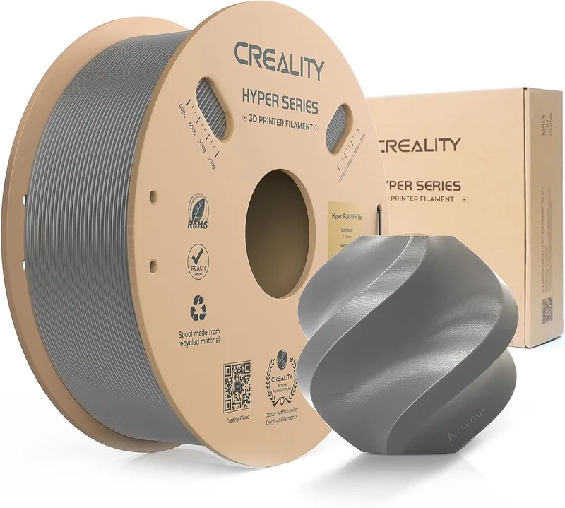 Hyper PLA Filament - 1,75 mm - 1 kg - 3D-printerfilament voor Snel Printen - Kluwenvrij - Sterke Hechting & Uitstekende Overhangprestaties - 3D Printer Filament van Creality in Grijs – productfoto