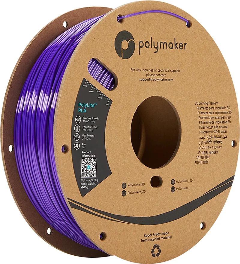 Polymaker PolyLite PLA Silk Purple 1.75 mm 1KG van Creality in Paars – productfoto