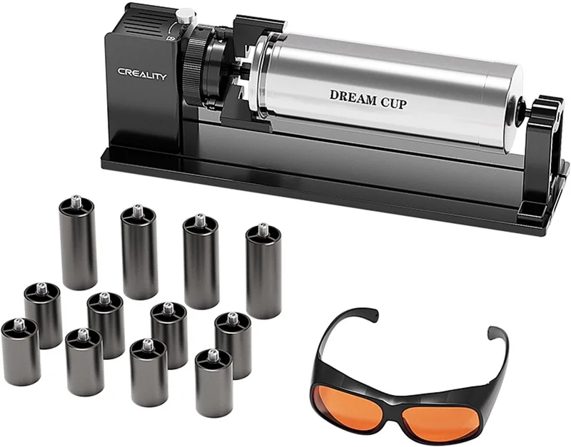 Rotary Roller Pro Kit - voor Falcon A1 10W Lasergraveermachine - met Veiligheidsbril en Hefmechanisme - Multifunctionele Verstelbare Roller - Laser Rotatieroller - Accessoires voor Laser Graveermachine van Creality – productfoto