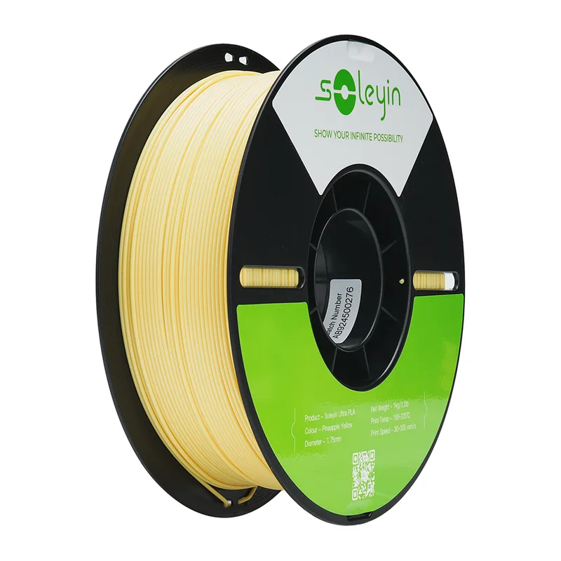 Soleyin Ultra PLA Filament, Ananasgelb, 1 kg, 1,75 mm, Hochgeschwindigkeitsdruck 30–300 mm/s, passend für die meisten FDM-3D-Drucker by Creality – product photo