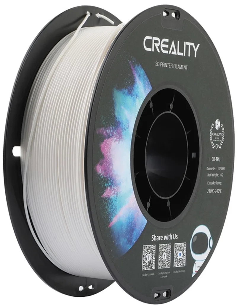 Tpu Filament Voor 3D-Printer Wit 1,75 Mm Uitstekende Hechting van Creality in Transparant – productfoto