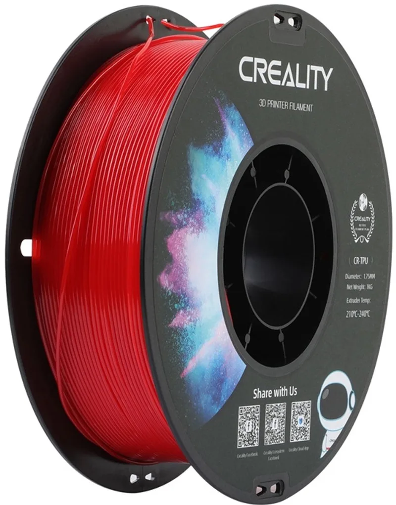 Tpu-Filament Voor Printer 1,75 Mm Stabiel En Flexibel Voor 3D-Printen van Creality in Transparant – productfoto