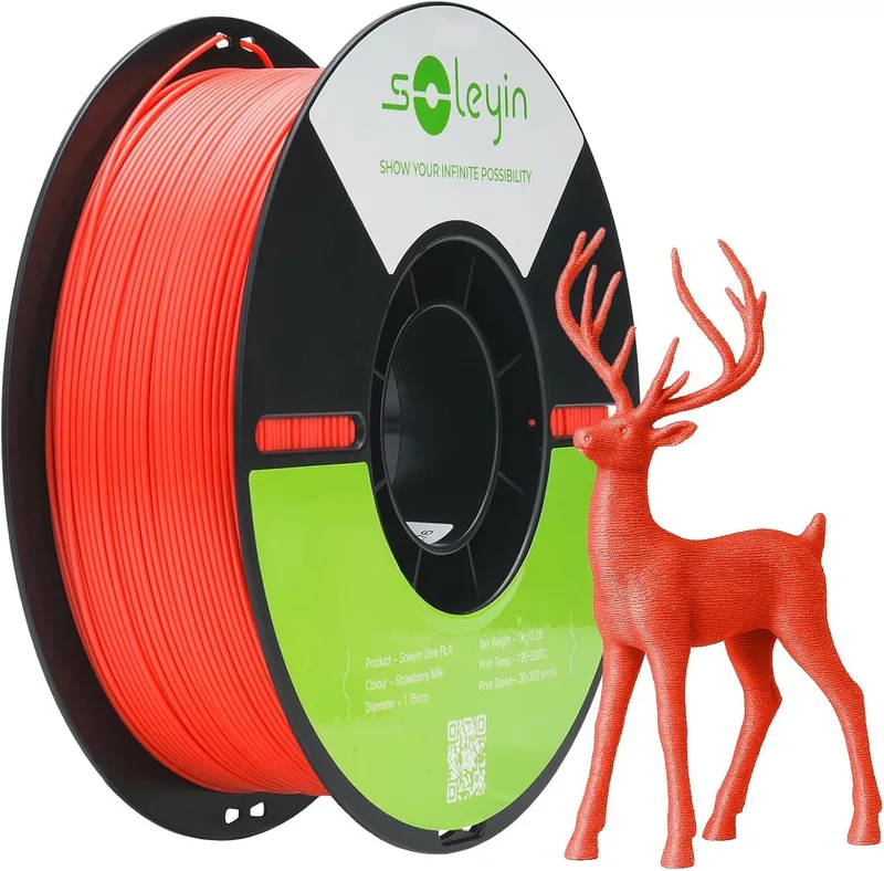Ultra PLA Filament - 1,75 mm - 1 kg - Hoge Snelheid 30-300 mm/s - Environmentally Friendly - Voor de meeste 3D-printers Creality Ender K1, K1C, K2 Plus - 3D Printing Consumables - Strawberry Cream Red van Creality in Rood – productfoto