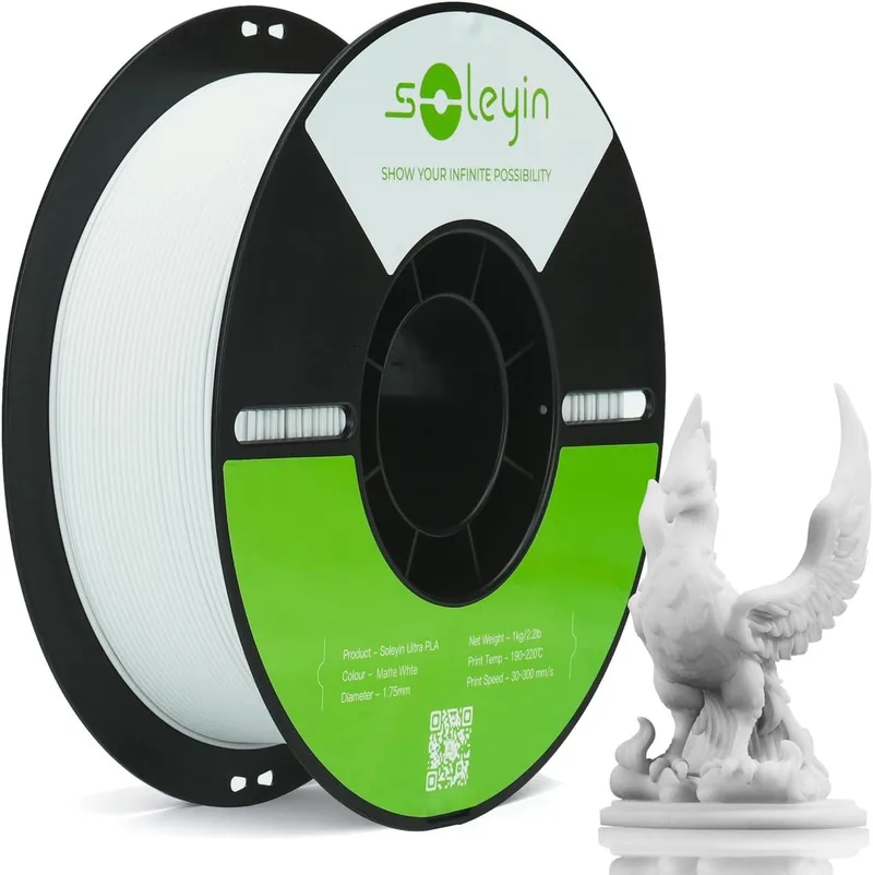 Ultra PLA Filament - Matwit - 1,75 mm - 1 kg - Hoge Snelheid 30-300 mm/s - Environmentally Friendly - Voor de meeste 3D-printers Creality Ender K1, K1C, K2 Plus - 3D-printverbruiksartikelen - Matte - 3D Printer Filament van Creality in Wit – productfoto