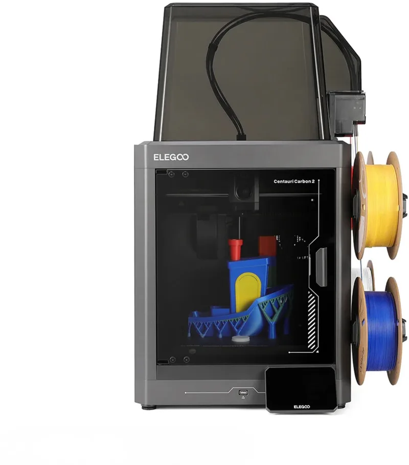 Centauri Carbon 2 3D Printer High Speed 500–600mm/s Multi-Color – CoreXY – Gesloten Behuizing – Auto Leveling – WiFi – 256×256×256mm van Elegoo in Transparant – productfoto