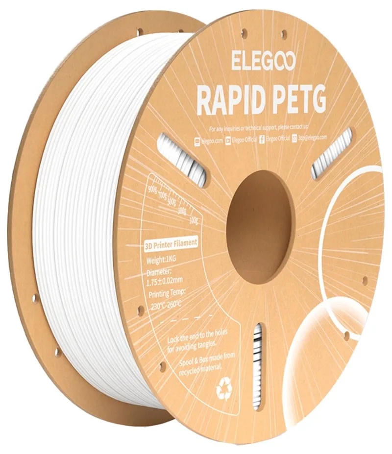 Filament Rapid Petg Voor 3D-Printer Wit 1Kg Met Vertraging van Elegoo in Transparant – productfoto