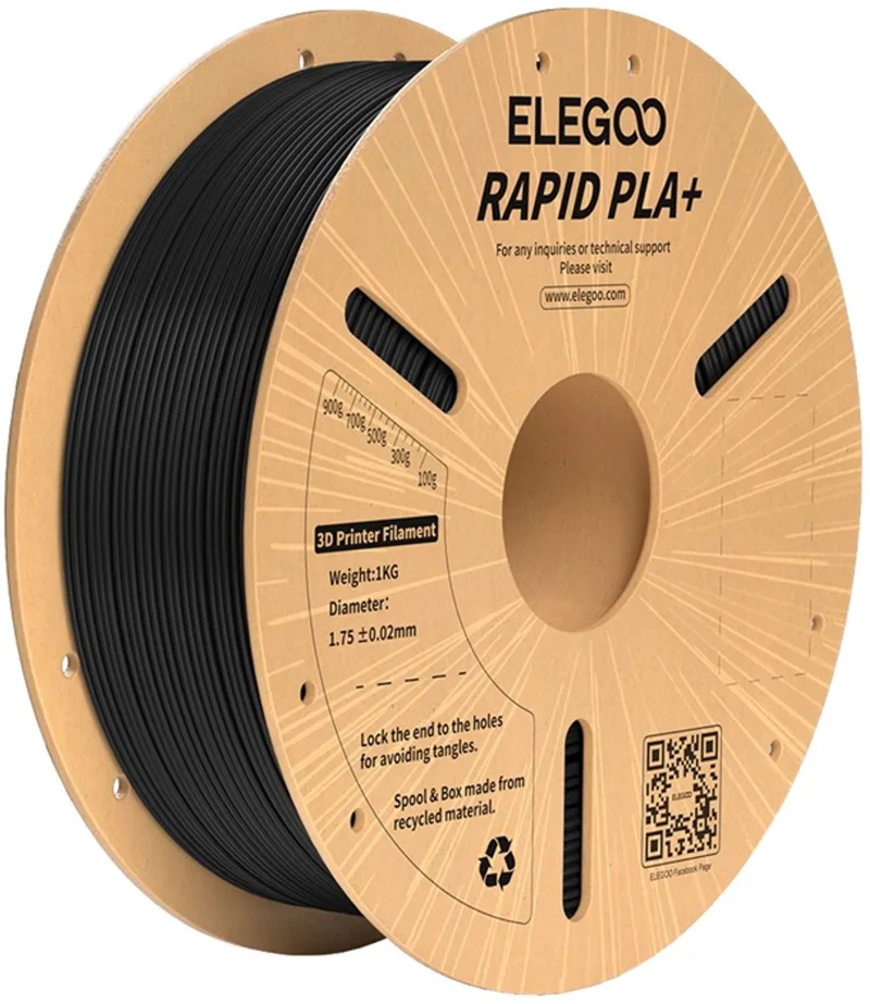 Filament Rapid Pla+ Voor 3D-Printers Voor Modellen Met Uitzonderlijke van Elegoo in Zwart – productfoto
