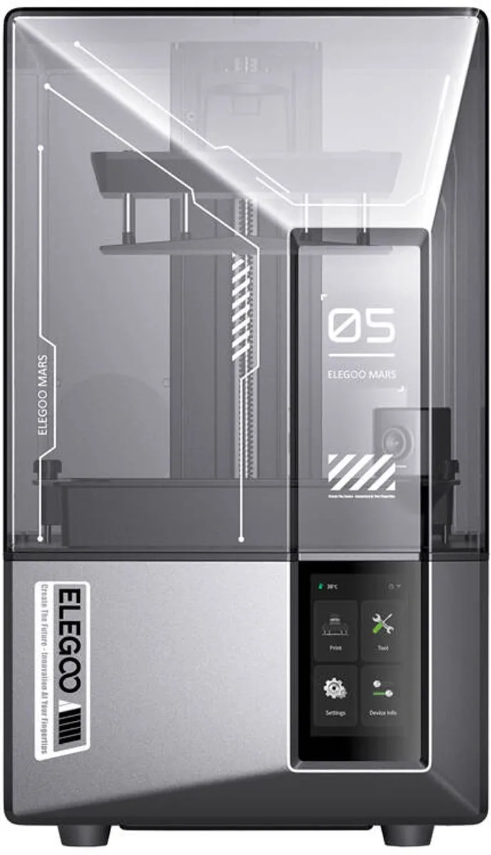 Mars 5 Ultra Resin 3D Printer – 9K Mono LCD 8520x4320 – 150mm/h – Automatisch Nivelleren – AI Camera – WiFi – 153x78x165mm van Elegoo in Transparant – productfoto