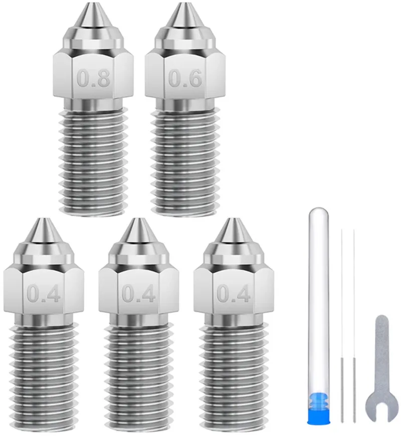 Neptune 4 / 4 Pro Hardened Steel Nozzle Set (0.4 mm x3, 0.6 mm x1, 0.8 mm x1) van Elegoo – productfoto
