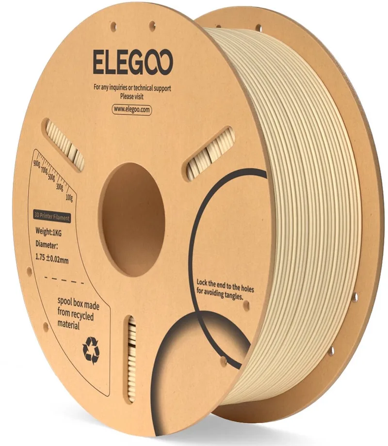 PLA Filament 1KG 1.75mm – Nauwkeurig, Soepel en Klitvrij 3D Printer Filament van Elegoo in Beige – productfoto