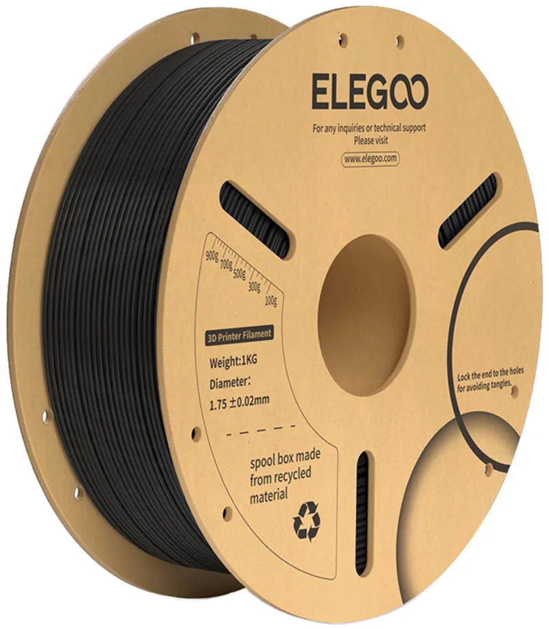 Pla+ Filament Zwart 1,75 Mm Voor 3D-Printer Hoge Kwaliteit van Elegoo in Transparant – productfoto