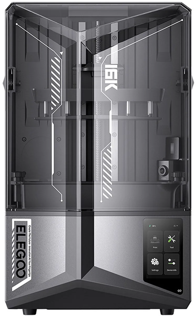Saturn 4 Ultra 16K Resin 3D Printer – 10" Mono LCD 14112x7936 – 150mm/h – Slimme Harsbak Verwarming 30°C – Automatisch Nivelleren – AI Camera – WiFi – 211x118x220mm van Elegoo in Transparant – productfoto