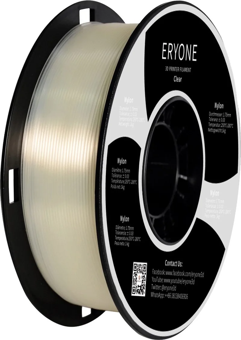 3D-printer filament - 1kg 1,75mm van Eryone in Nylon transparant – productfoto