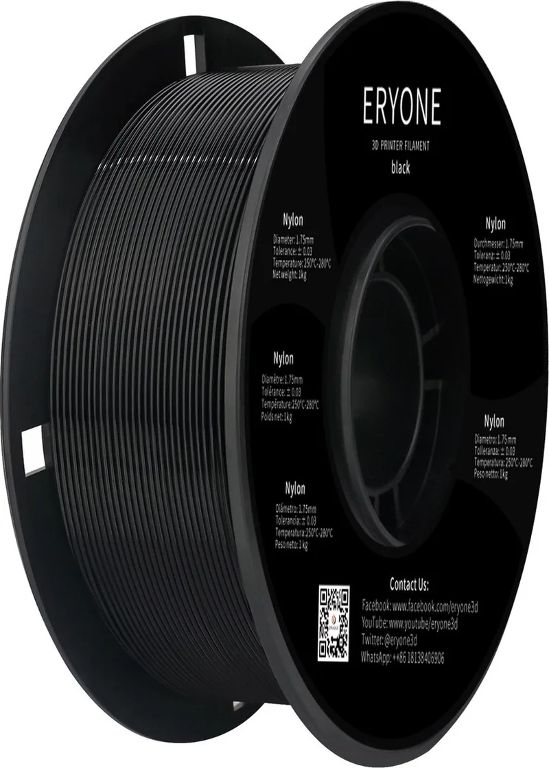 Nylon - Zwart - 3D-printer Filament - 1Kg 1,75mm - Black van Eryone in Nylon Zwart – productfoto