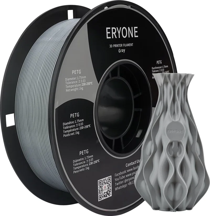 PETG 1Kg 1,75mm Filament van Eryone in Grijs – productfoto