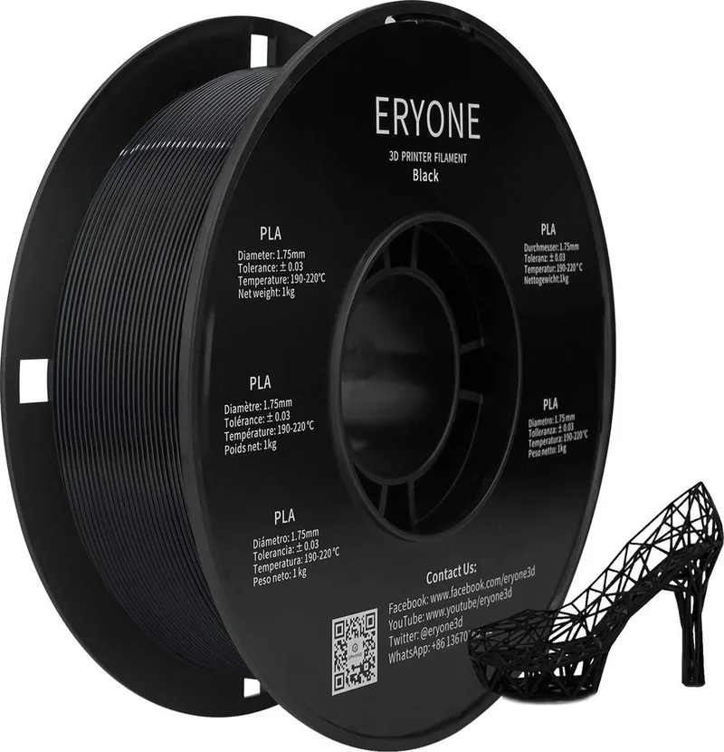 PLA 1Kg 1,75mm Filament van Eryone in Zwart – productfoto