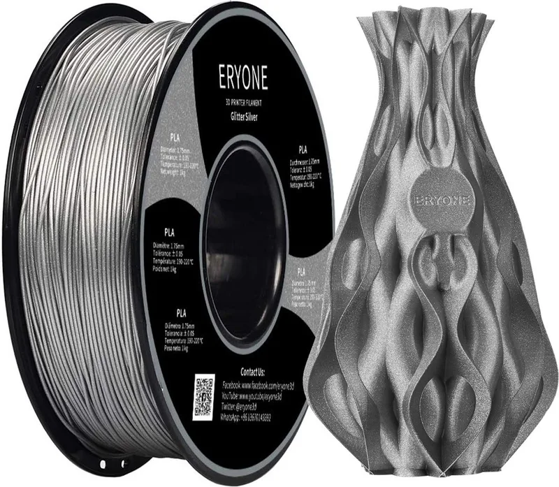 PLA 1Kg 1,75mm - Glitter zilver Filament van Eryone in Galaxy Silver – productfoto