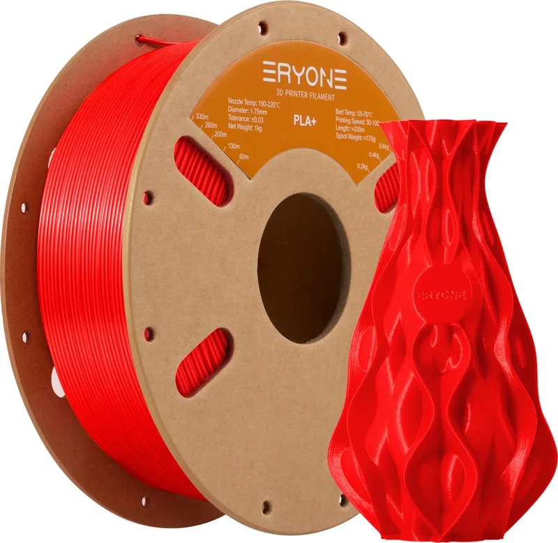 PLA+ Filament – 1.75 mm – 1 kg – 3D Printer Filament – PLA Plus – Hoge Sterkte van Eryone in Rood – productfoto
