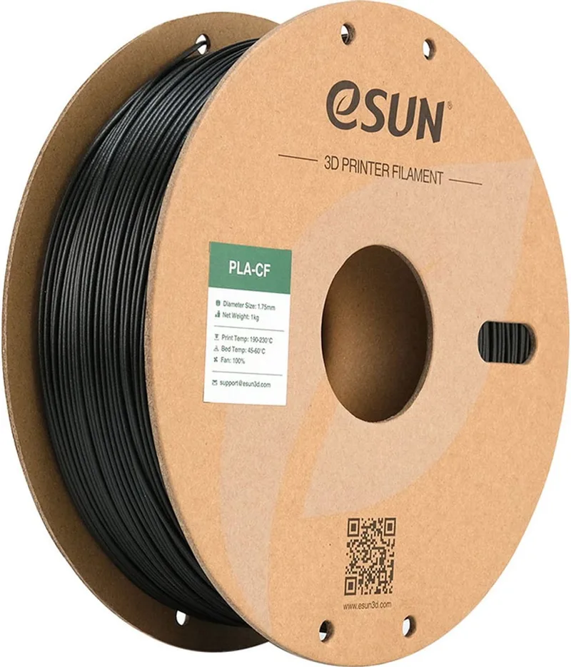 ePLA-CF Zwart / Black 1 kg - 1.75mm - 3D printer filament från eSun, Svart – produktbild