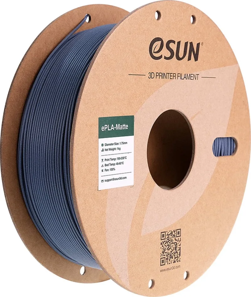 ePLA-Matte Donkergrijs mat / Dark grey 1 kg - 1.75mm - 3D printer filament från eSun, Grå – produktbild
