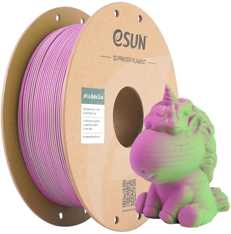 ePLA-Matte Dual PLA Filament 1.75mm 1KG – Roze/Groen Dual Color – Mat 3D Printer Filament – Snelle Levering, Morgen in Huis by eSun – product photo